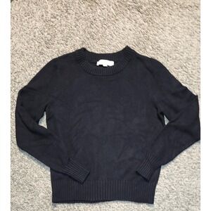 LOFT Black Crew Neck Long Sleeve Sweater Size S